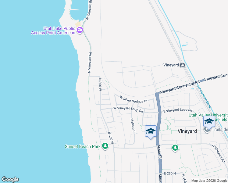 map of restaurants, bars, coffee shops, grocery stores, and more near 262 West Silver Springs Drive in Vineyard