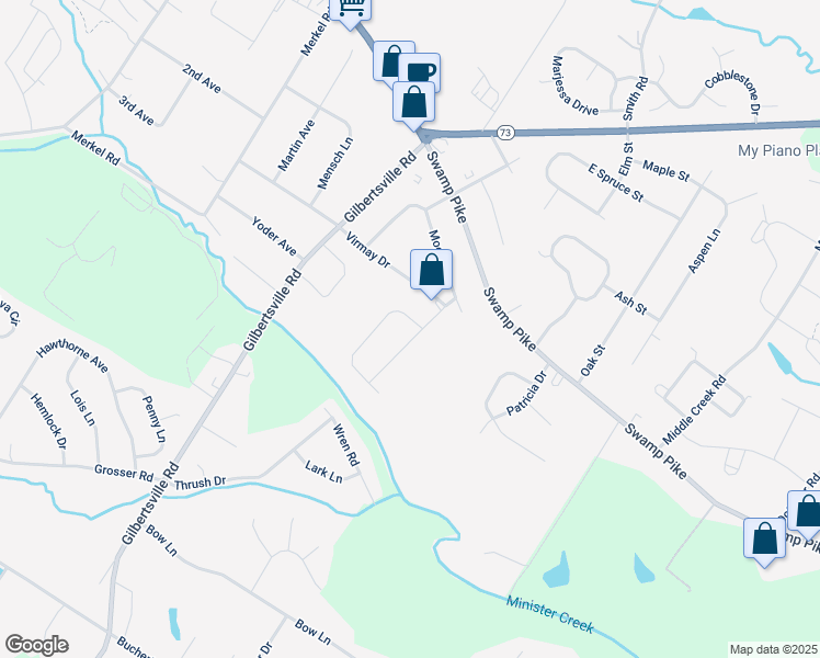 map of restaurants, bars, coffee shops, grocery stores, and more near 4 Onyx Lane in Gilbertsville