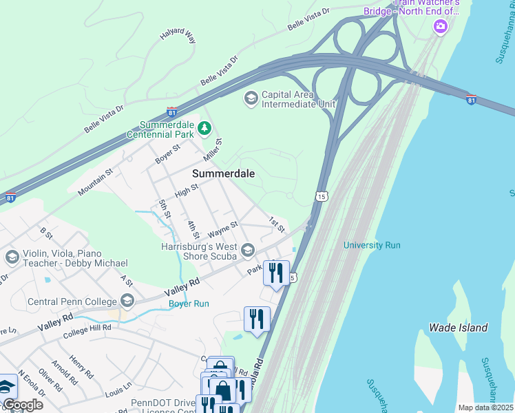 map of restaurants, bars, coffee shops, grocery stores, and more near 253 1st Street in Summerdale