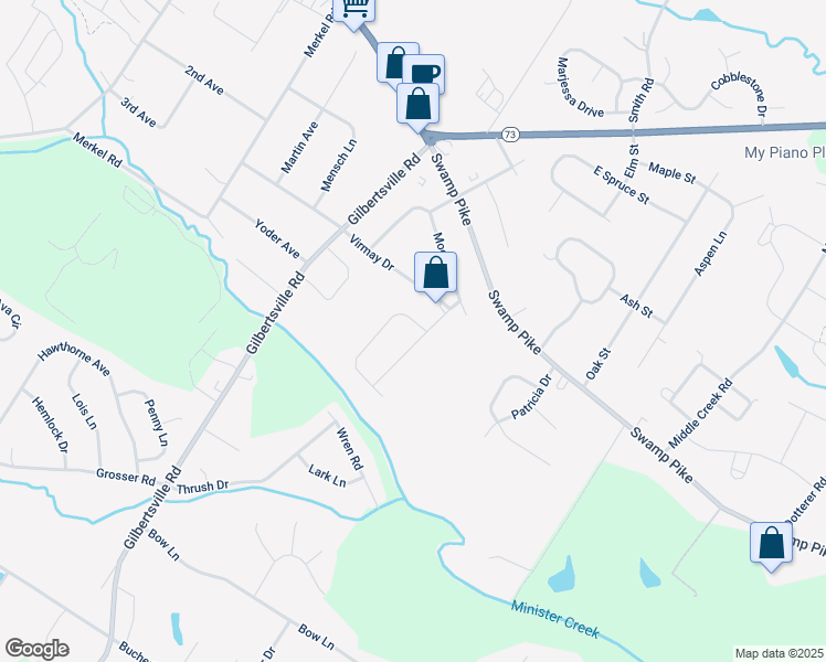 map of restaurants, bars, coffee shops, grocery stores, and more near 4 Onyx Lane in Gilbertsville