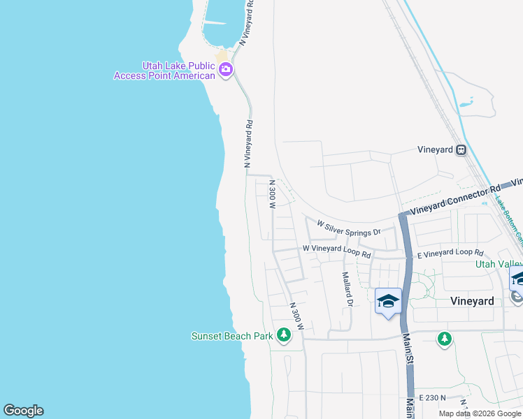 map of restaurants, bars, coffee shops, grocery stores, and more near 714 North 380 West in Vineyard