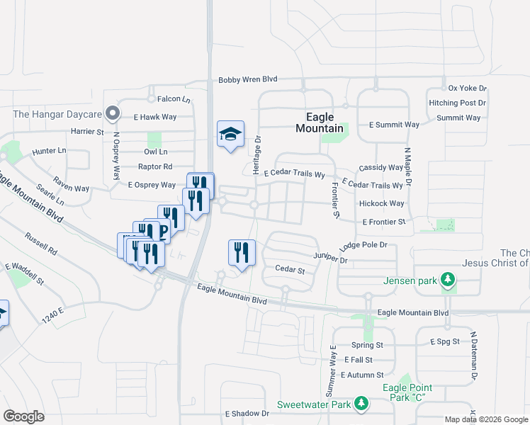 map of restaurants, bars, coffee shops, grocery stores, and more near 4257 North Magnolia Circle in Eagle Mountain