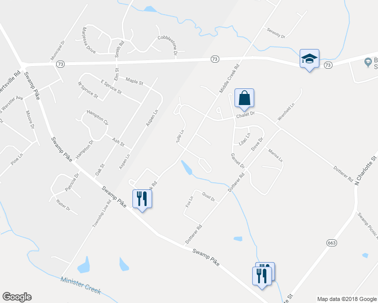 map of restaurants, bars, coffee shops, grocery stores, and more near 115 Fawn Drive in Gilbertsville