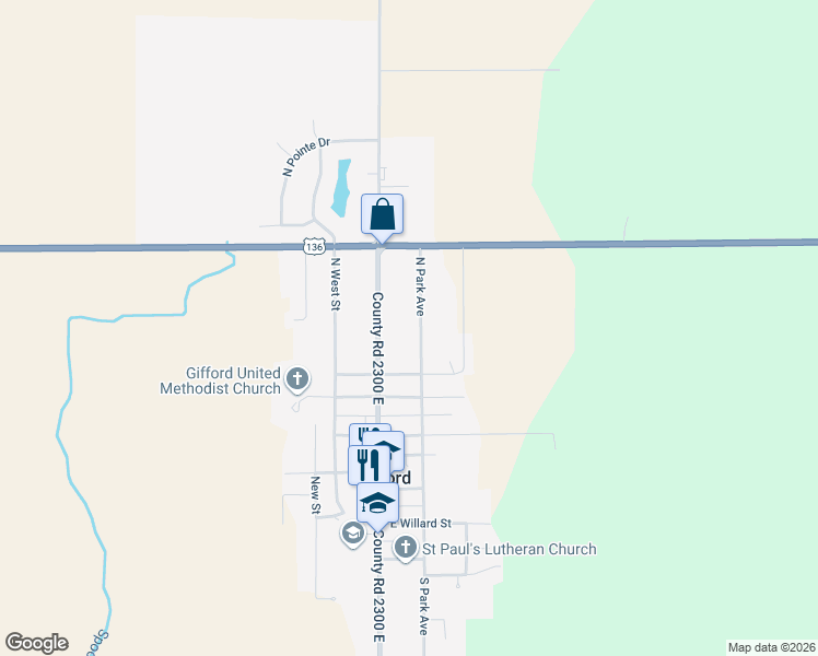map of restaurants, bars, coffee shops, grocery stores, and more near 319 North Park Avenue in Gifford