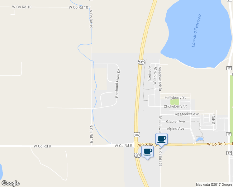 map of restaurants, bars, coffee shops, grocery stores, and more near 900 Berthoud Peak Drive in Berthoud