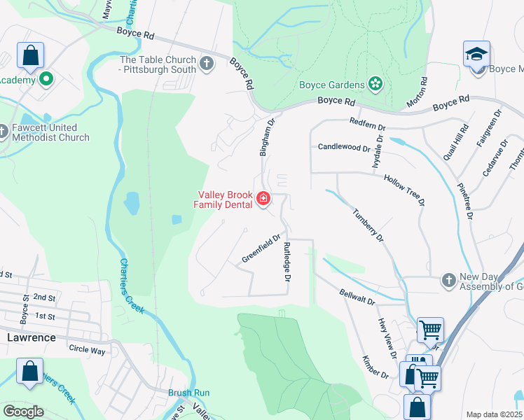 map of restaurants, bars, coffee shops, grocery stores, and more near 2856 Bingham Drive in Pittsburgh