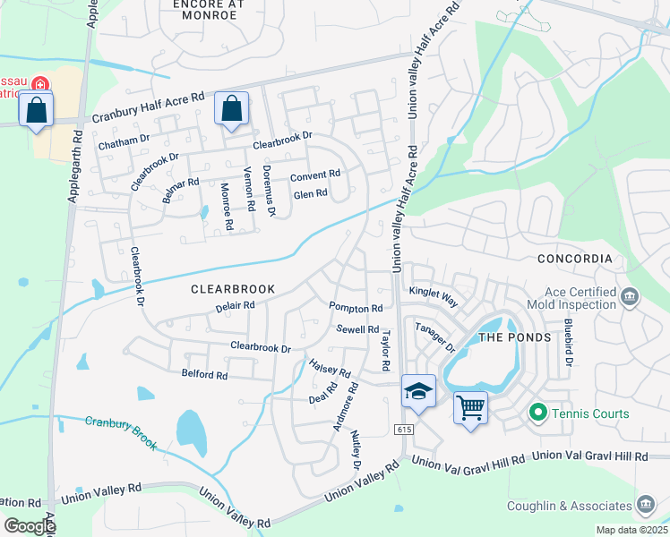 map of restaurants, bars, coffee shops, grocery stores, and more near 723A Delair Road in Monroe Township