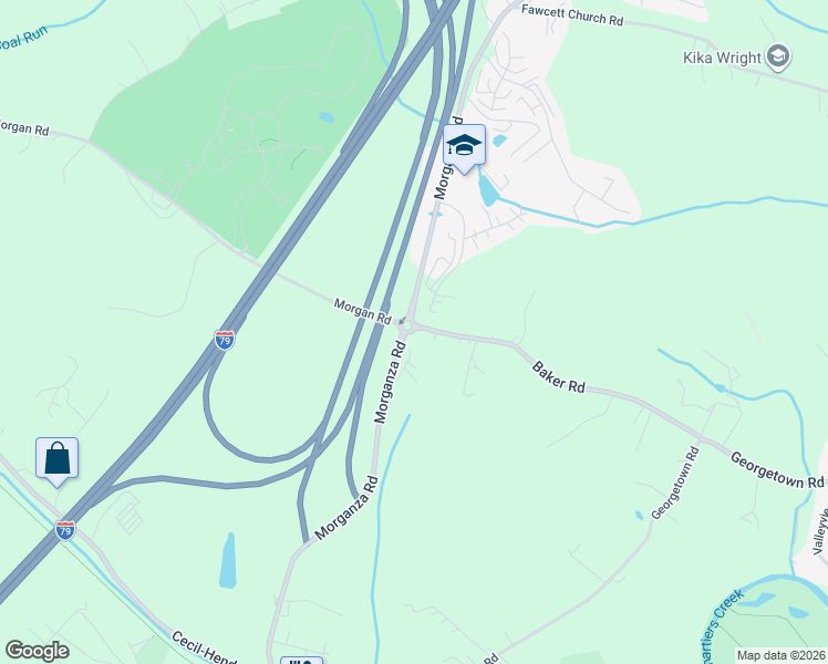 map of restaurants, bars, coffee shops, grocery stores, and more near 1042 Morgan Road in Bridgeville