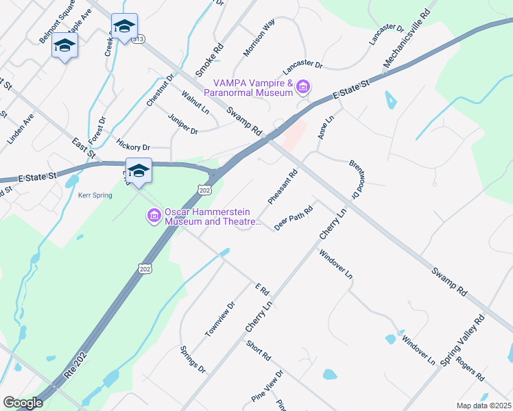map of restaurants, bars, coffee shops, grocery stores, and more near 42 Pheasant Road in Doylestown