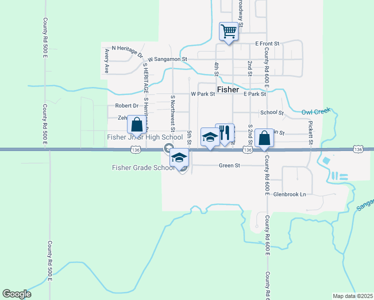 map of restaurants, bars, coffee shops, grocery stores, and more near 211 West Division Street in Fisher