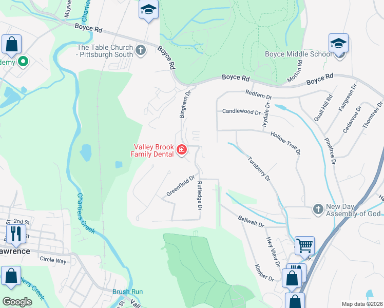 map of restaurants, bars, coffee shops, grocery stores, and more near 2760 Bingham Drive in Pittsburgh