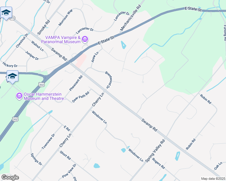 map of restaurants, bars, coffee shops, grocery stores, and more near 3105 Brentwood Drive in Doylestown
