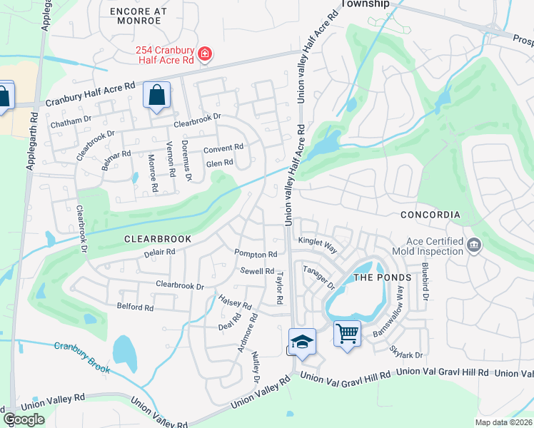 map of restaurants, bars, coffee shops, grocery stores, and more near 779B Ardmore Road in Monroe Township