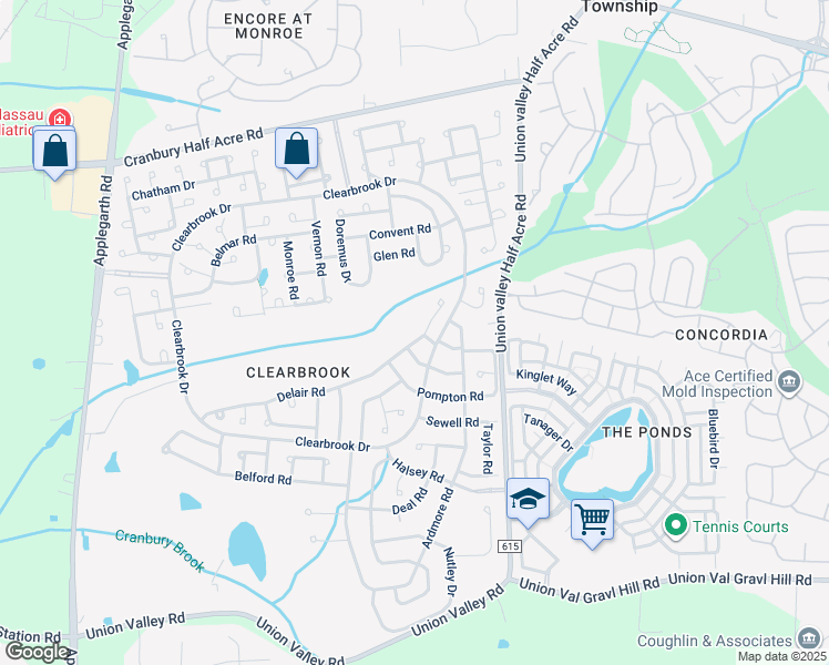 map of restaurants, bars, coffee shops, grocery stores, and more near 723A Delair Road in Monroe Township