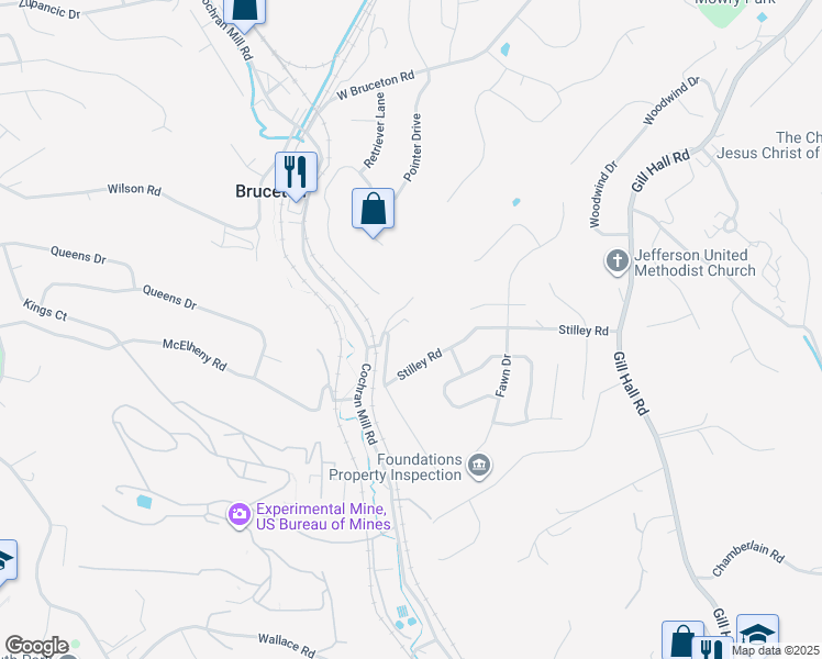 map of restaurants, bars, coffee shops, grocery stores, and more near 5028 Stilley Road in Clairton