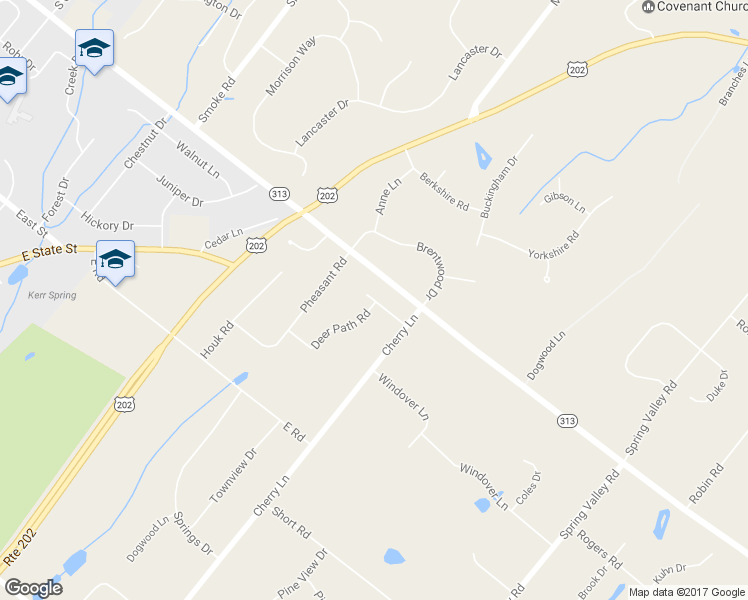 map of restaurants, bars, coffee shops, grocery stores, and more near 15 Robyn Lane in Doylestown