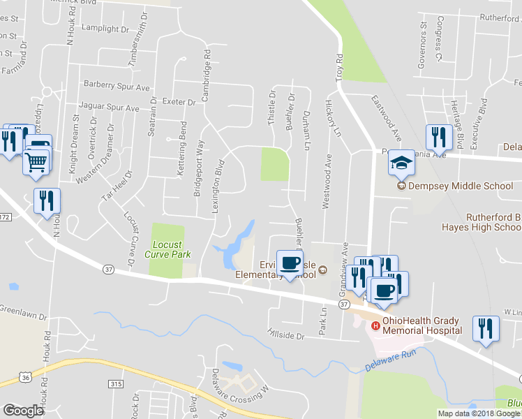 map of restaurants, bars, coffee shops, grocery stores, and more near 243 Pinoak Court in Delaware