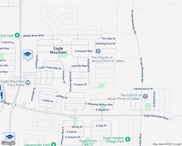 map of restaurants, bars, coffee shops, grocery stores, and more near 4394 North Maple Drive in Eagle Mountain
