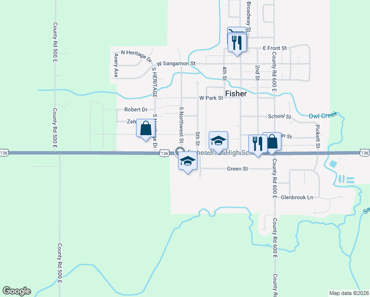 map of restaurants, bars, coffee shops, grocery stores, and more near 206 West Division Street in Fisher
