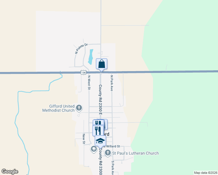 map of restaurants, bars, coffee shops, grocery stores, and more near 319 North Park Avenue in Gifford