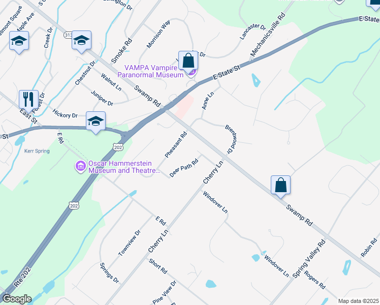 map of restaurants, bars, coffee shops, grocery stores, and more near 15 Robyn Lane in Doylestown