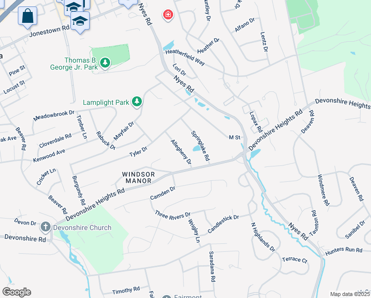 map of restaurants, bars, coffee shops, grocery stores, and more near 485 Allegheny Dr in Harrisburg