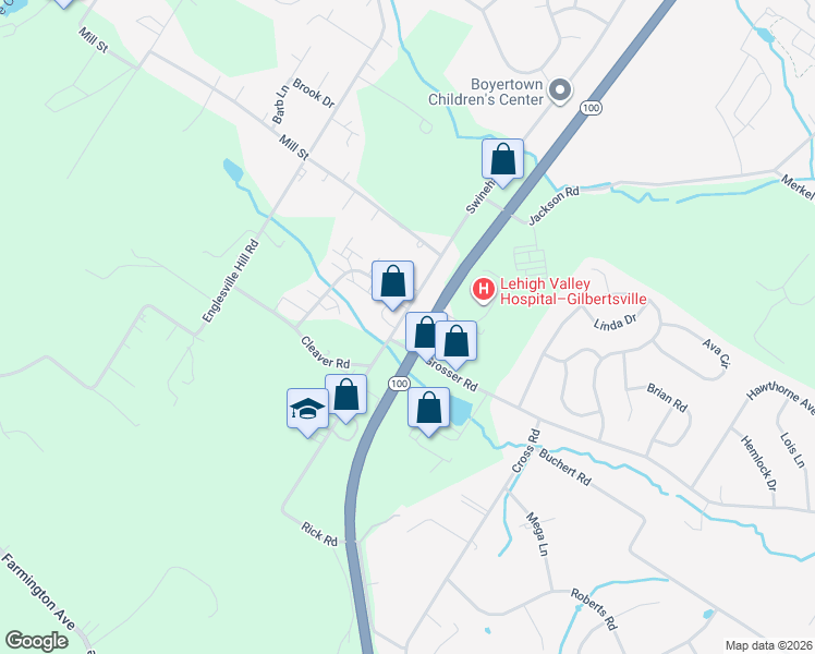 map of restaurants, bars, coffee shops, grocery stores, and more near 754 Swinehart Road in Boyertown