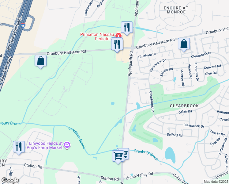 map of restaurants, bars, coffee shops, grocery stores, and more near 292 Applegarth Road in Monroe Township