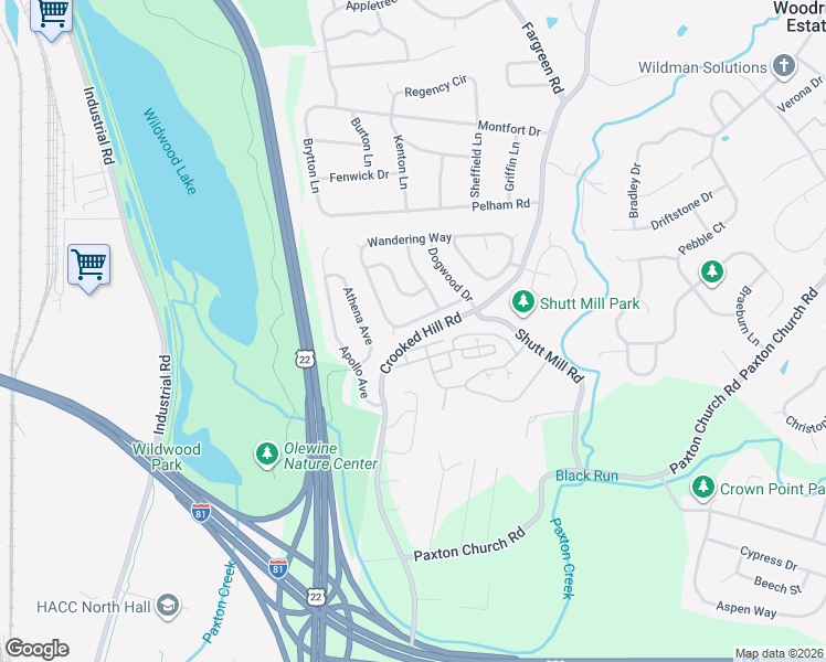 map of restaurants, bars, coffee shops, grocery stores, and more near 1303 Arthur Drive in Harrisburg