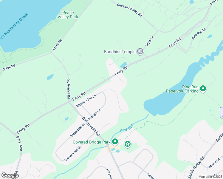 map of restaurants, bars, coffee shops, grocery stores, and more near 48 Mystic View Lane in Doylestown