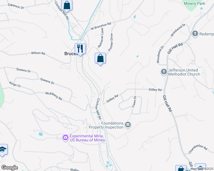map of restaurants, bars, coffee shops, grocery stores, and more near 5028 Stilley Road in Clairton
