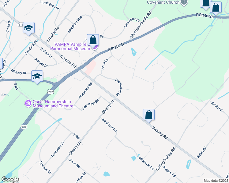 map of restaurants, bars, coffee shops, grocery stores, and more near 3123 Swamp Road in Doylestown