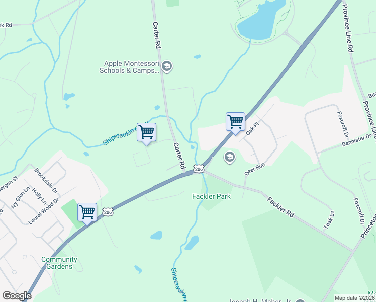 map of restaurants, bars, coffee shops, grocery stores, and more near 6 Carter Road in Princeton