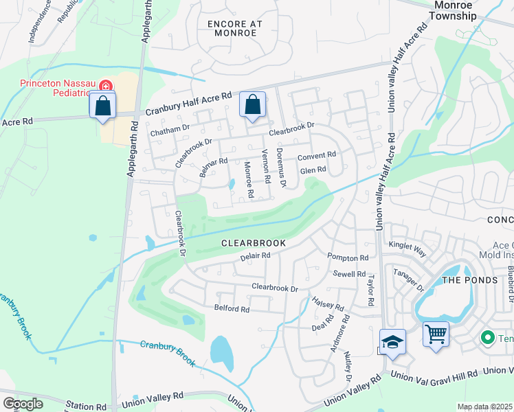 map of restaurants, bars, coffee shops, grocery stores, and more near 278 Crosse Drive in Monroe Township