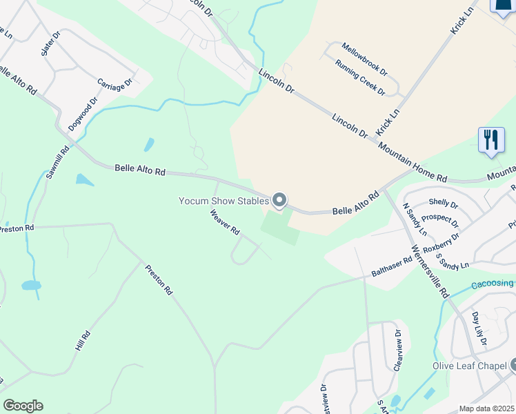 map of restaurants, bars, coffee shops, grocery stores, and more near 64 Belle Alto Road in Sinking Spring