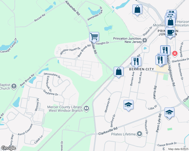 map of restaurants, bars, coffee shops, grocery stores, and more near 700 Freedom Boulevard in Princeton