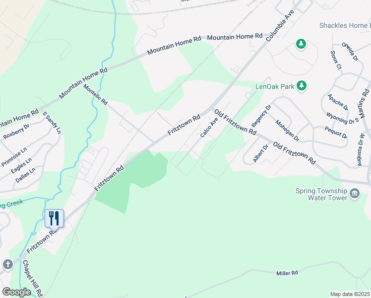 map of restaurants, bars, coffee shops, grocery stores, and more near 550 Fritztown Road in Sinking Spring