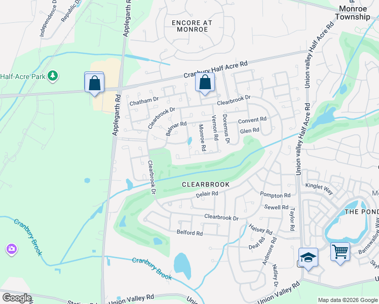 map of restaurants, bars, coffee shops, grocery stores, and more near 40C Haddon Road in Monroe Township