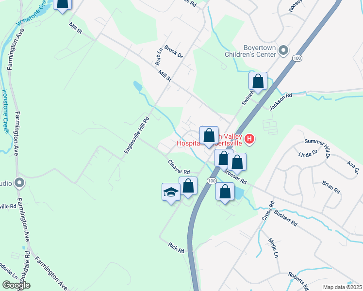 map of restaurants, bars, coffee shops, grocery stores, and more near 58 Amberly Court in Boyertown