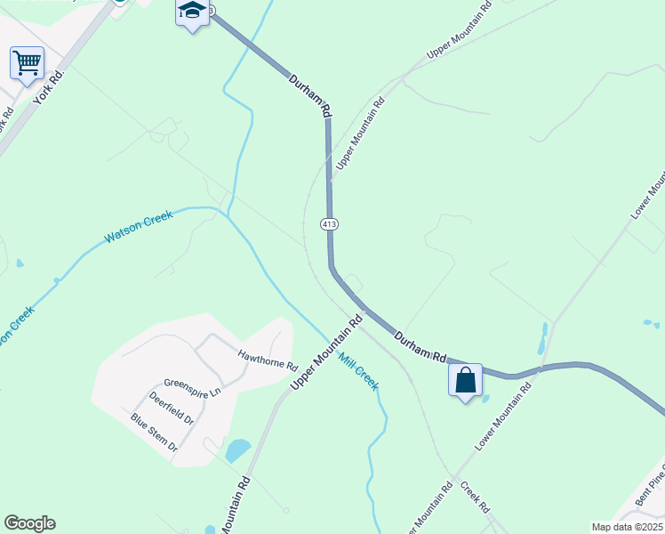 map of restaurants, bars, coffee shops, grocery stores, and more near 2091 Durham Road in New Hope