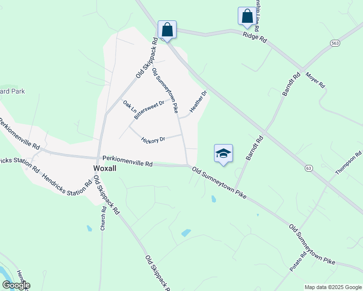 map of restaurants, bars, coffee shops, grocery stores, and more near 1811 Old Sumneytown Pike in Harleysville