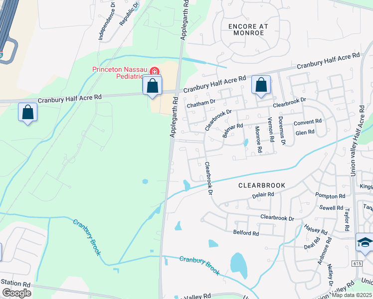 map of restaurants, bars, coffee shops, grocery stores, and more near 44A Catalpa Plaza in Monroe Township