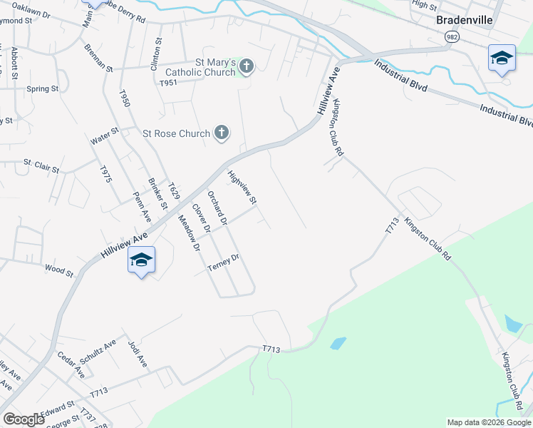 map of restaurants, bars, coffee shops, grocery stores, and more near 310 Highview Street in Latrobe