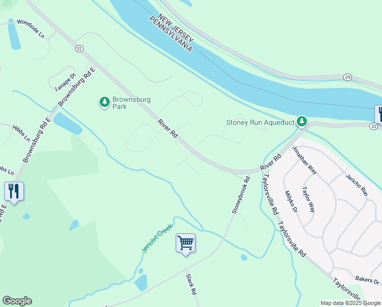 map of restaurants, bars, coffee shops, grocery stores, and more near 1 Buttonwood Dr in New Hope