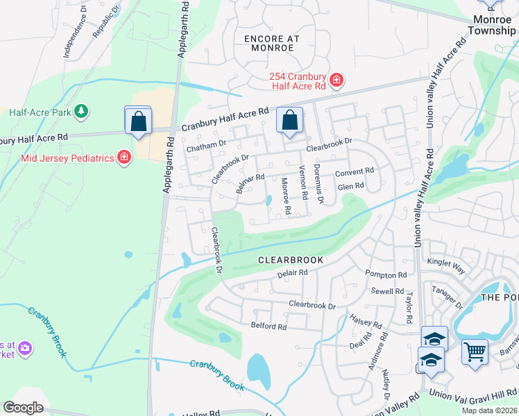 map of restaurants, bars, coffee shops, grocery stores, and more near 40C Haddon Road in Monroe Township