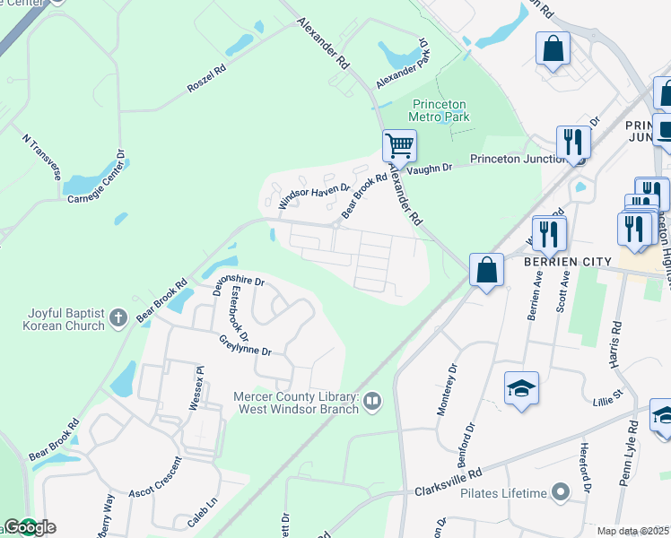 map of restaurants, bars, coffee shops, grocery stores, and more near 4112 Goldfinch Boulevard in Princeton