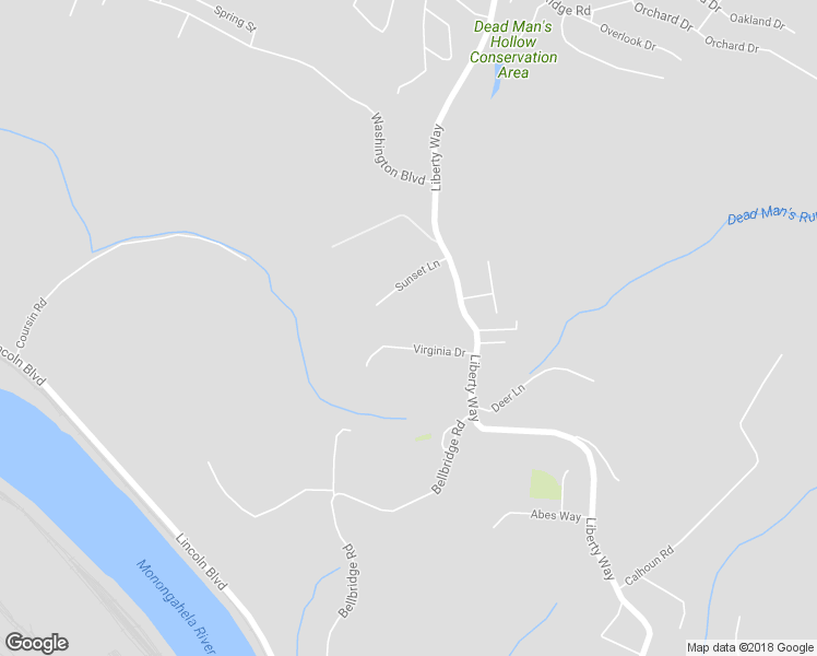 map of restaurants, bars, coffee shops, grocery stores, and more near 23 Virginia Drive in McKeesport