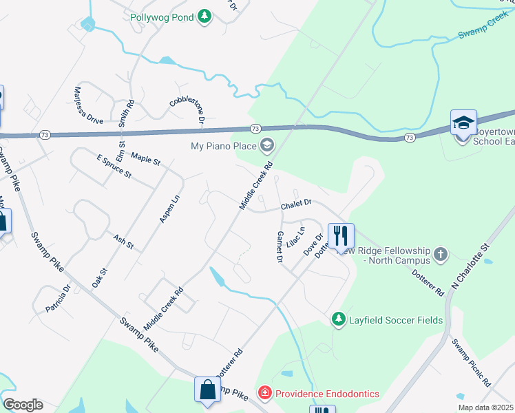 map of restaurants, bars, coffee shops, grocery stores, and more near 104 Raven Court in Gilbertsville