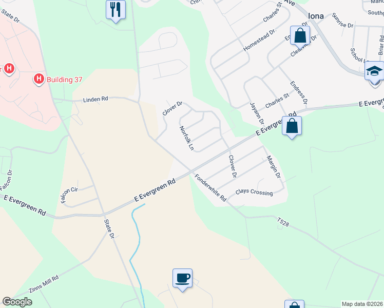 map of restaurants, bars, coffee shops, grocery stores, and more near 56 Norfolk Lane in Lebanon
