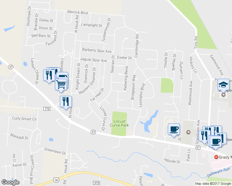 map of restaurants, bars, coffee shops, grocery stores, and more near 153 Providence Lane in Delaware